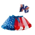 thumbnail image 1 of Zwiiyzr Layered Tulle Skirt Toddler Baby Girls Cute Independence Day Star Net Yarn Princess Bow Hairpin Suit for 2-11 Years Baby Clothes Blue, 1 of 9