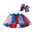 thumbnail image 1 of Zwiiyzr Layered Tulle Skirt Toddler Baby Girls Cute Independence Day Star Net Yarn Princess Bow Hairpin Suit for 2-11 Years Baby Clothes Red, 1 of 9