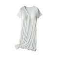 thumbnail image 1 of Zwiiyzr Maternity Pajama for Women Dress Nursing Dresses Breastfeeding Solid V Neck Short Sleeve Postpartum Pregnant Dress Sleepwear With Chest Pad Maternity Summer Clothes White, 1 of 9