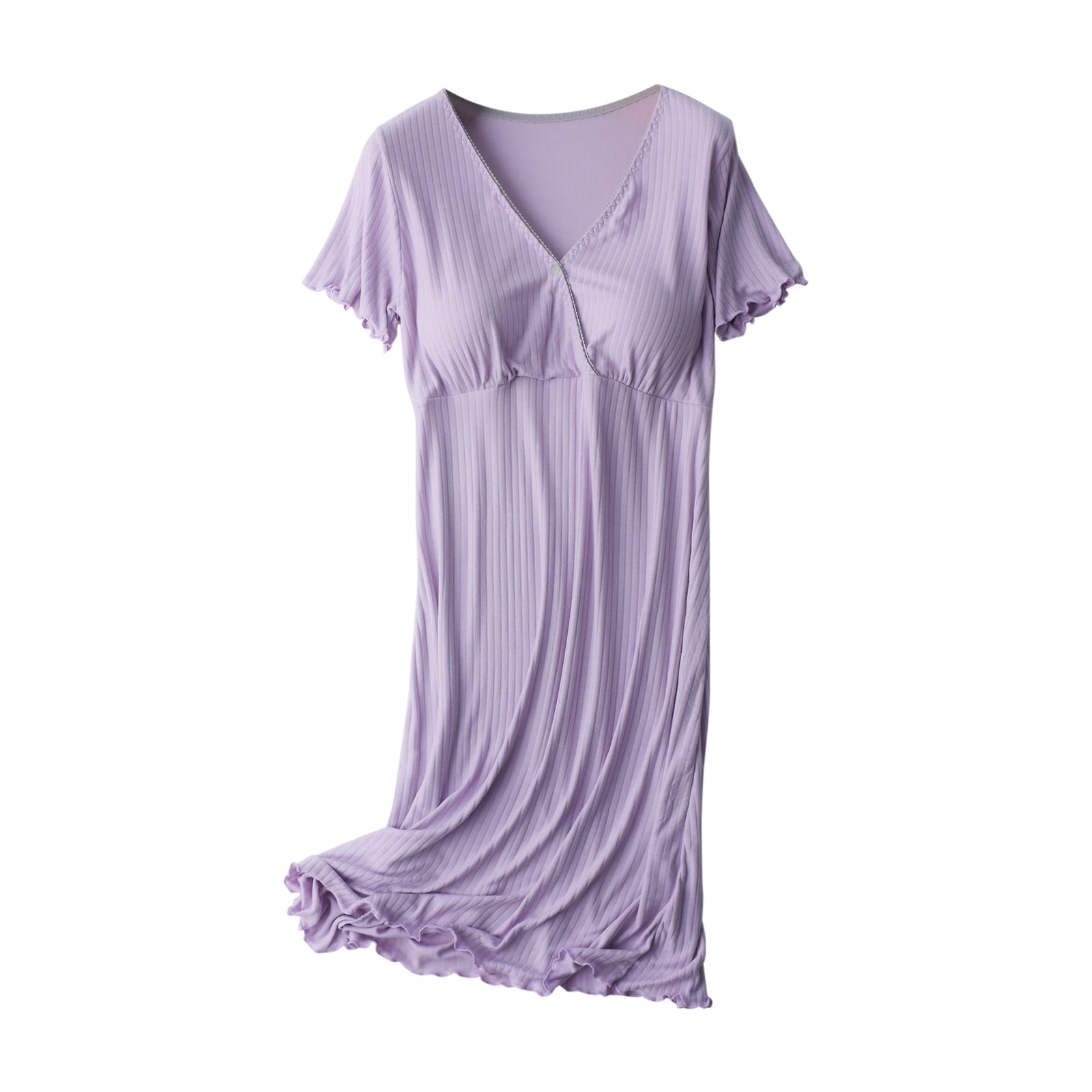 purple breastfeeding dress Cotton Gauze Ruffle Midi Dress- Lavender
