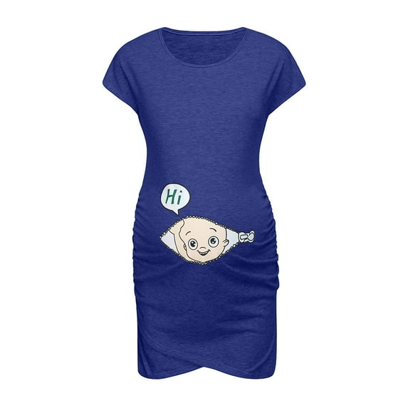 Zwiiyzr Maternity Tank Dress for Women Breastfeeding Dress Sleeveless Pregnancy Dress Letter Print Nusring Dress Blue