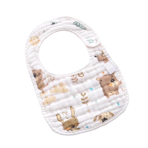 Zwiiyzr Neutral Baby Bibs Newborn Toddler Trendy Cute Cartoon Pattern Cotton Gauze Frenulum Bib Saliva Towel for 0-3 Years Brown
