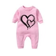 thumbnail image 1 of Zwiiyzr 2025 Newborn Baby Clothes Kids Girls Boys Long Sleeve Valentine's Day Heart Print T-Shirt Romper Newborn First Outfit One Piece Clothes Pink, 1 of 3