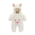 thumbnail image 1 of Zwiiyzr Newborn Baby Girl Boy Clothes Fluffy Bear Ear Hooded Jumpsuit Fleece Rompers Onesie Long Sleeve Warm Winter Coat Outfits White, 1 of 3