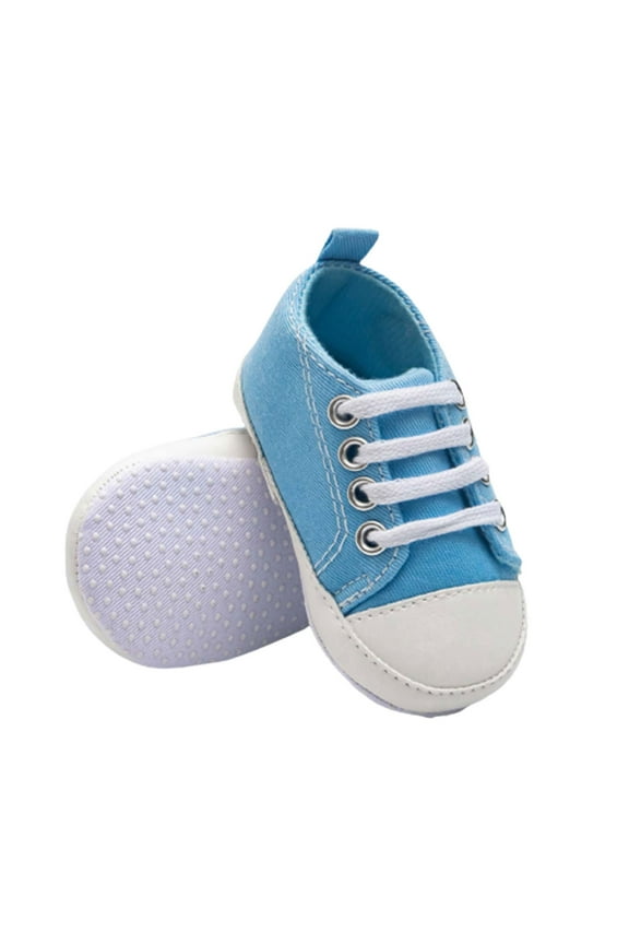 Zwiiyzr Newborn Infant Baby Canvas Anti-slip Soft Shoes Boys Girls Sandals Solid Color, Sky Blue, 0-3 Months