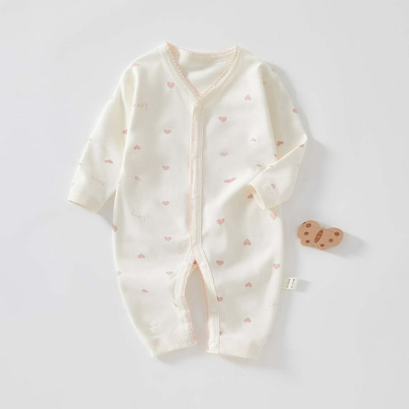 Zwiiyzr Newborn Spring Fall Baby Boy Girl Rompers Bodysuit Jumpsuit Playsuit One Piece Outfit Baby Clothes 0-2T White