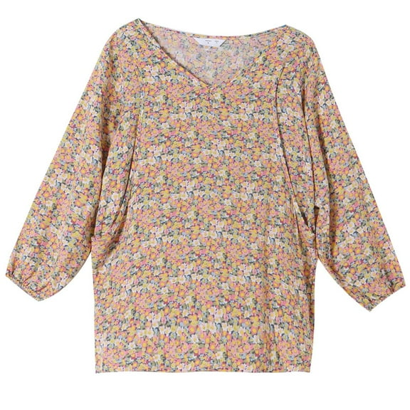 Zwiiyzr Nursing Tops for Breastfeeding Maternity Shirts for Womens Ladies Long Sleeve Blouses V Neck Pregnant Small Floral Tops Maternity Clothes Beige