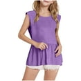 thumbnail image 1 of Zwiiyzr 2025 Peplum Shirts for Girls Solid Summer Casual Loose Sleeveless Crew Neck Tunic Tank Tops for 5-15 Years Purple, 1 of 7