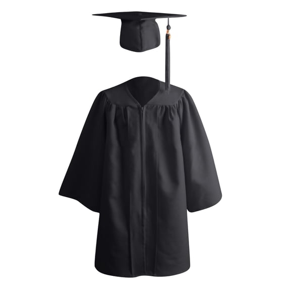 Zwiiyzr Preschool Kindergarten Graduation Gown Cap Sash Set with Tassel for Unisex 3-9 Years Black