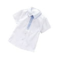 thumbnail image 1 of Zwiiyzr Short Sleeve Button Down Shirts for Boy Oxford Collar Shirt Kids Solid Color Student Uniform Clothes 3-9 Years White, 1 of 3