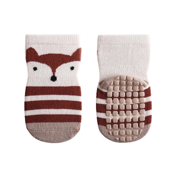 Zwiiyzr Slipper Socks Toddler Newboen Baby Boys Girls 0-5 Years Cute Cartoon Socks Low Cut Socks Keep Warm Soft Non-Slip Indoor Toddler Socks Coffee