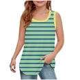 thumbnail image 1 of Zwiiyzr 2025 Tank Tops for Girls Striped Summer Casual Loose Sleeveless Crew Neck Tunic Tank Tops for 5-14 Years Mint Green, 1 of 7