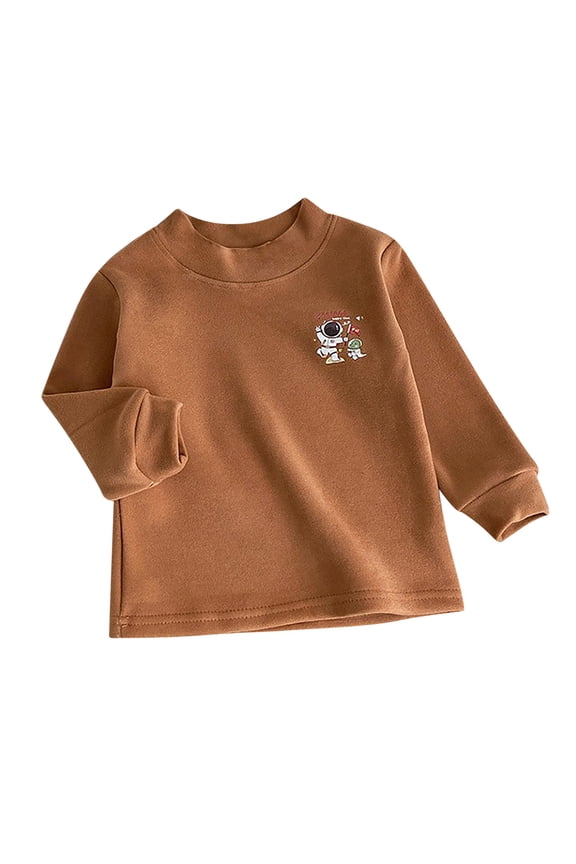 Thermal Underwear Set for Kids Toddler Baby Clothes Fleece Lined Mock Neck Winter Warm Base Layer Long Johns Sets for Girls Boys 2-10 Years Coffee