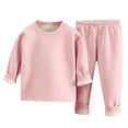 thumbnail image 1 of Zwiiyzr Thermal Underwear Set for Kids Toddler Baby Clothes Fleece Lined Round Neck Winter Warm Base Layer Long Johns Sets for Girls Boys 1-7T Pink, 1 of 4