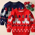 thumbnail image 1 of Zwiiyzr Toddler Baby Boy Girl Christmas Sweater Pullover Reindeer Snowman Sweatshirts Knit Tops for 1-5 Years Red, 1 of 5