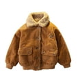 thumbnail image 1 of Zwiiyzr 2024 Toddler Baby Boys Girls Corduroy Jacket Kids Sherpa Lined Top Lapel Button Down Thicked Warm Coat Winter Outerwear for 1-8 Years Old Khaki, 1 of 7