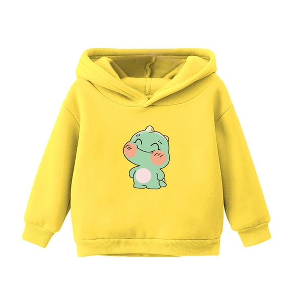 Zwiiyzr 2025 Toddler Baby Boys' Girls' Long Sleeve Fleece Lined Hoodies Sweatshirt Baby Clothes 2-7 Years Yellow