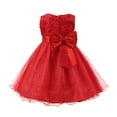 thumbnail image 1 of Zwiiyzr Toddler Baby Children Girls Layered Tulle Princess Twirl Dress Sleeveless Bow Tie Lace Flowers Mesh Tufted Dress for 1-10 Years Baby Clothes Red, 1 of 2