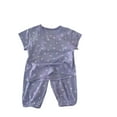 thumbnail image 1 of Zwiiyzr Toddler Baby Girl Clothes Set Ribbed Knit Short Sleeve Tops with Pants Kids 2Pcs Summer Outfits 3Y-9Y Purple, 1 of 3