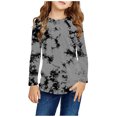 thumbnail image 1 of Zwiiyzr Toddler Baby Girl Long Sleeve Sweatshirt Crew Neck Tops Basic Tie-Dye Sweater Shirts Kid Fall Clothes 3-14 Years Gray, 1 of 7