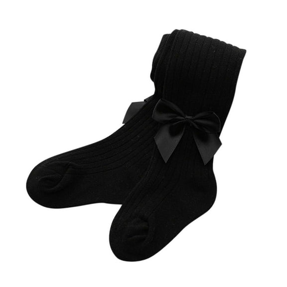 Zwiiyzr Toddler Baby Girl Tights Knit Leggings Stockings Ribbed Trousers Socks 6 Months-5 Years Kid Bow-Knot Solid Warm Pantyhose Tight Leggings Black