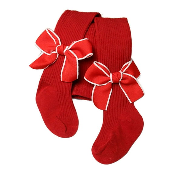 Zwiiyzr Toddler Baby Girl Tights Thick Cable Knit Leggings Stockings Christmas Red Pantyhose Footed Socks Warm Bottoms Suitable For Ages 3 Months - 6 Years Old Red