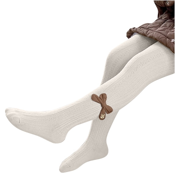 Zwiiyzr Toddler Baby Girl Tights Thick Cable Knit Leggings Stockings Winter Elastic Warm Pantyhose Childrens Bottom Socks And Pant (1-12 Years Old) White