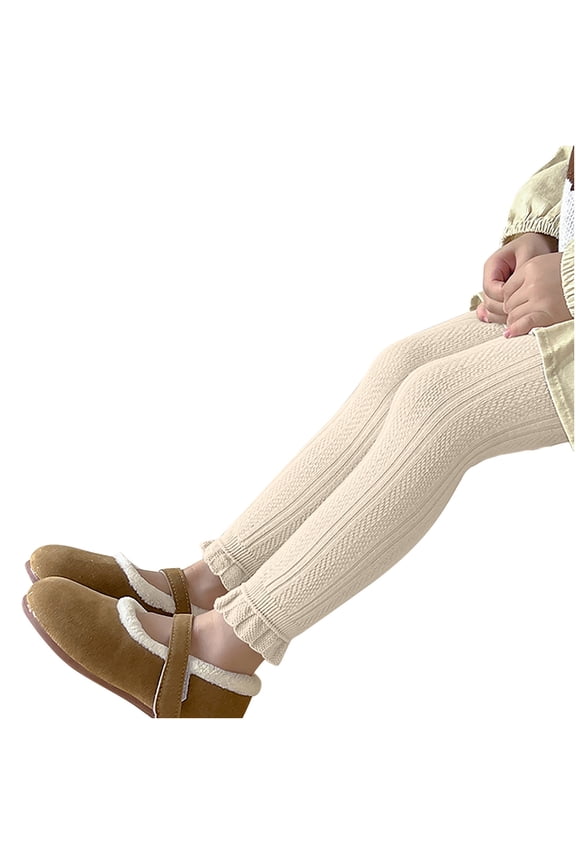 Toddler Baby Girl Tights Thick Cable Knit Leggings Stockings Winter Elastic Warm Pantyhose Childrens Bottom Socks And Pant (3-8 Years Old) Beige