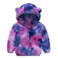 thumbnail image 1 of Zwiiyzr Toddler Boys Cute Bear Hooded Jacket Long Sleeve Sherpa Fleece Outwear Coat Tie-Dye Zip Up Cute Jacket with Pockets 6M-4T Multicolor, 1 of 8