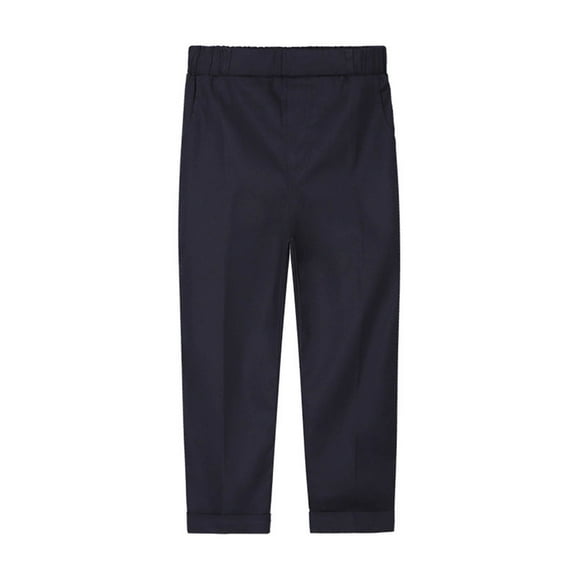 Zwiiyzr Toddler Boys Formal Suit Pants Baby Clothes Solid Color Stripe School Uniform Dress Pants Kids Fashion Cute Casual Trousers Navy - A