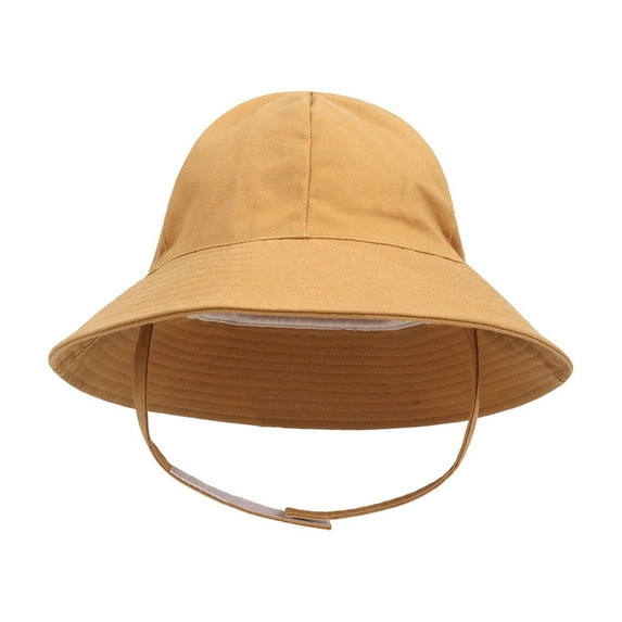 Zwiiyzr Toddler Boys Girls Bucket Hat Summer Hat for Sun Protection UV-proof Sun Beach Cap Children Kids Solid Color Outdoor Hat Yellow
