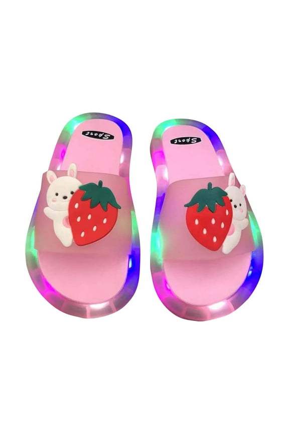Toddler Boys Girls Shoes 15 Months-9 Years Slippers Light-up Slide Sandals Led Happy Summer Children Cartoon Cute Shining Walking Artifact White