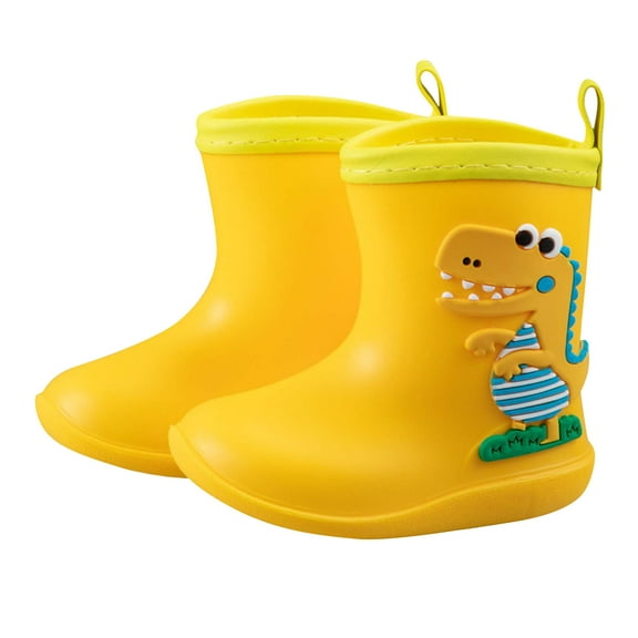 Zwiiyzr Toddler Boys Girls Shoes 18 Months-10.5 Years Rain Booties Baby Dinosaur Infant Kids Cute Cartoon Rain Booties Yellow