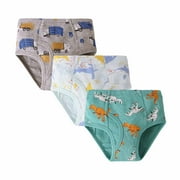Zwiiyzr 2025 Toddler Briefs Cotton Boys Cartoon Underwear Kids Underpants Size 3-11Years (Pack Of 3) Gray