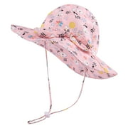 Zwiiyzr 2025 Toddler Bucket Hat Wide Brim Baby Summer Sun Protection Fashion Print Bow Sun-outdoor Cute Sunscreen Baby Beach Gear Hot Pink 6-18 Months