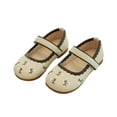 thumbnail image 1 of Zwiiyzr Toddler Flower Girl Dress Shoes Embroidered Closed Toe Ballerina Flats Party School Shoes Wedding Princess Leather Shoes (Toddler/Little Kid/Big Kid) Beige, 1 of 5