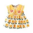 thumbnail image 1 of Zwiiyzr Toddler Girl Summer Dress Baby Cute Lace Large Lapel Floral Print Vest Dress for 6 Months-3 Years Baby Clothes Yellow, 1 of 3