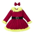 thumbnail image 1 of Zwiiyzr Toddler Girls Christmas Dresses Velvet Santa Claus Red Princess Tutu Dress Furry Trim Dress with Headband 1-6T Yellow, 1 of 8