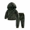 thumbnail image 1 of Zwiiyzr Toddler Girls Fall Winter Outfit Baby Clothes Golden Velvet Hooded Pullover Long Sleeve Top Casual Pants Suit Olive Green, 1 of 9