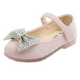 thumbnail image 1 of Zwiiyzr Toddler Girls Shoes 15 Months-7 Years Dress Shoes Flats Infant Kids Baby Soft Princess Butterfly Knot Leather Flat Shoes Pink, 1 of 2
