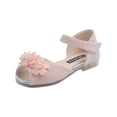 thumbnail image 1 of Zwiiyzr Toddler Girls Shoes 18 Months-6 Years Slingback Sandals Dress Shoes Baby Diamond Bow Princess Soft Sole Fish Mouth Sandals Pink, 1 of 9