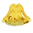 thumbnail image 1 of Zwiiyzr 2025 Toddler Girls Winter Sweater Dress Long Sleeve Princess Dresses Baby Clothes Kids Tulle Knitted Crochet Dress Yellow, 1 of 3