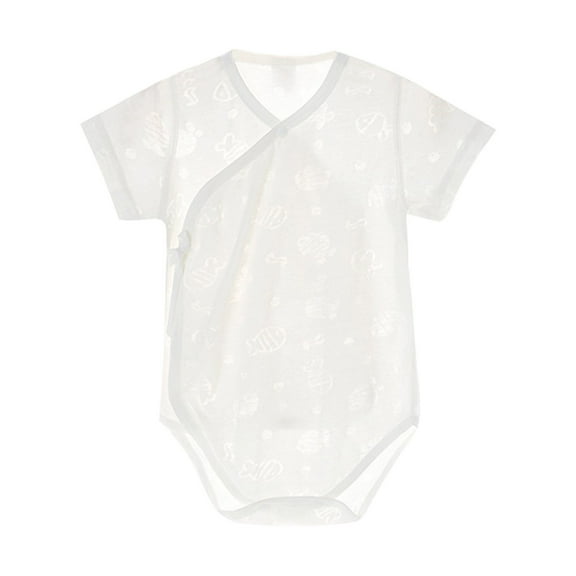 Zwiiyzr 2025 Toddler Infant Baby Clothes Set Summer Short Sleeve Romper Solid Color Bodysuits Outfit Newborn Girls And Boys Romper White