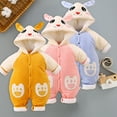 thumbnail image 1 of Zwiiyzr Toddler Infant Long Sleeve Onesie Boy Girl Fluffy Jumpsuit Hooded Fleece Rompers Baby Clothes Soft Warm Pajamas Children's Holiday Birthday Gift Blue, 1 of 6