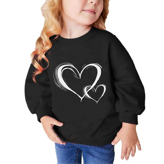Zwiiyzr Toddler Kids Baby Boys Girls Crewneck Pullover Sweatshirt Solid Color Tops Fall Winter Clothes 2-10 Years Black