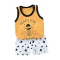 thumbnail image 1 of Zwiiyzr Toddler Kids Baby Boys Girls Cute Sleeveless Vest Shorts Cartoon Print Casual Suit Baby Clothes Yellow 2-3 Years, 1 of 4