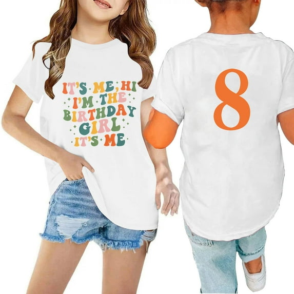 Zwiiyzr Toddler Kids Boys Girls Birthday Shirt 3Th 4Th 5Th 6Th 7Th 8Th 9Th 10Th Year Old Print T-Shirt Fashion Round Neck Print Short Sleeve Tops 3-10Y White
