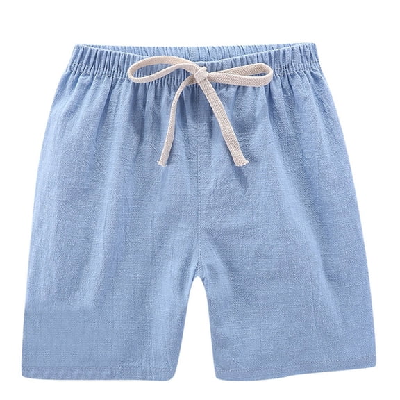 Lovskoo Toddler Kids Boys Girls Sweat Shorts Casual Cotton Linen Shorts Baby Fashion Cute Solid Color Sports Shorts Blue