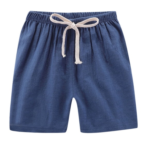 Zwiiyzr Toddler Kids Boys Girls Sweat Shorts Casual Cotton Linen Shorts Baby Fashion Cute Solid Color Sports Shorts Dark Blue