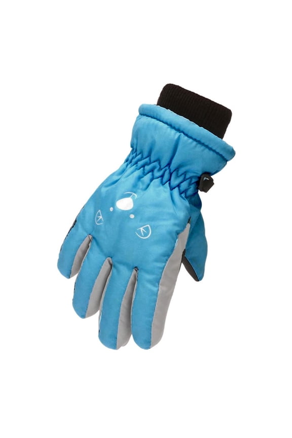 Toddler Kids Boys Girls Winter Ski Gloves Children Waterproof Windproof Warm Snow Gloves Sky Blue